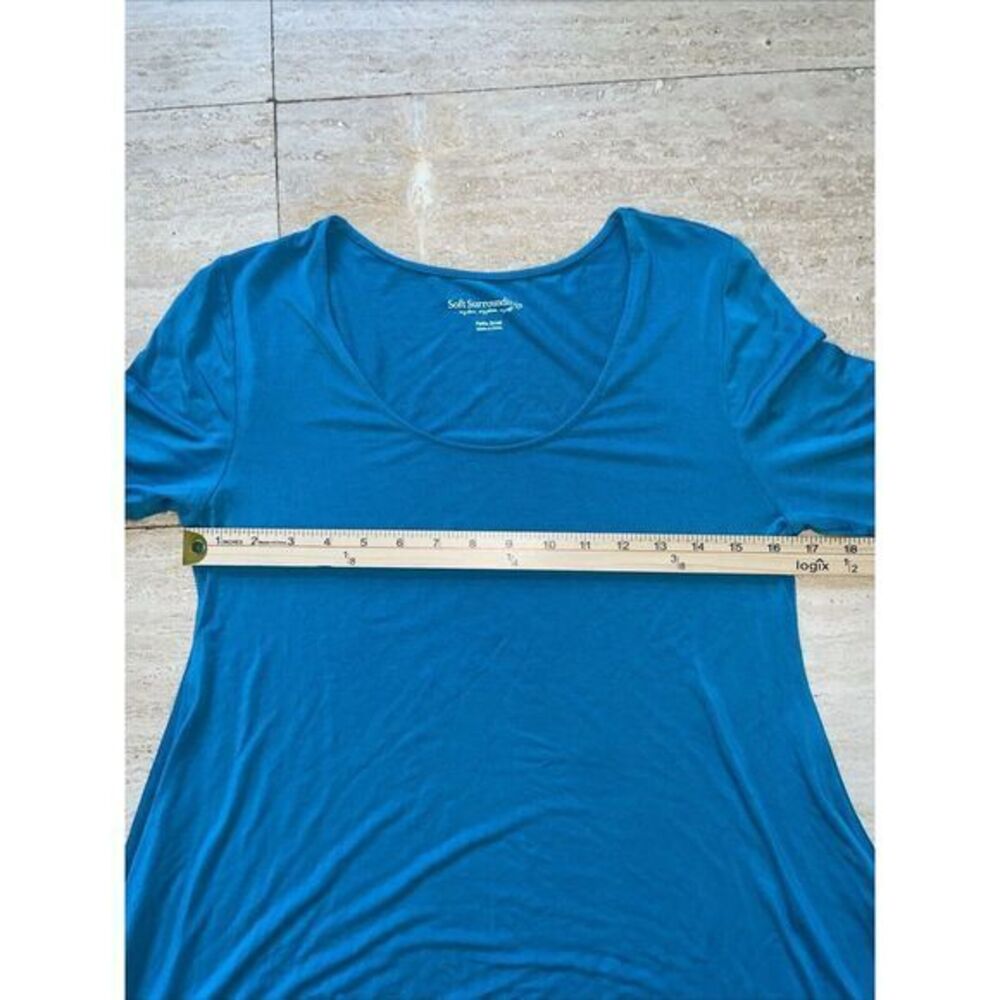 Soft Surroundings Womens Teal Blue Short Sleeve T-Shirt PS - Picture 3 of 6